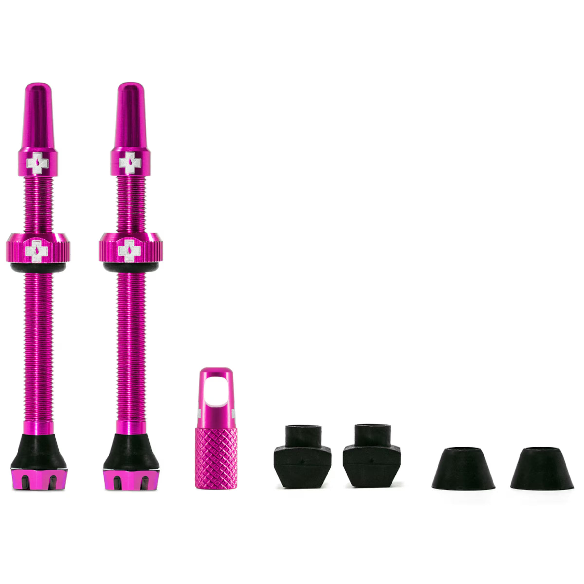 Muc-Off Tubeless Ventil Kit V2 – 60 mm, pink, Aluminium Prestaventile für Tubeless-Systeme