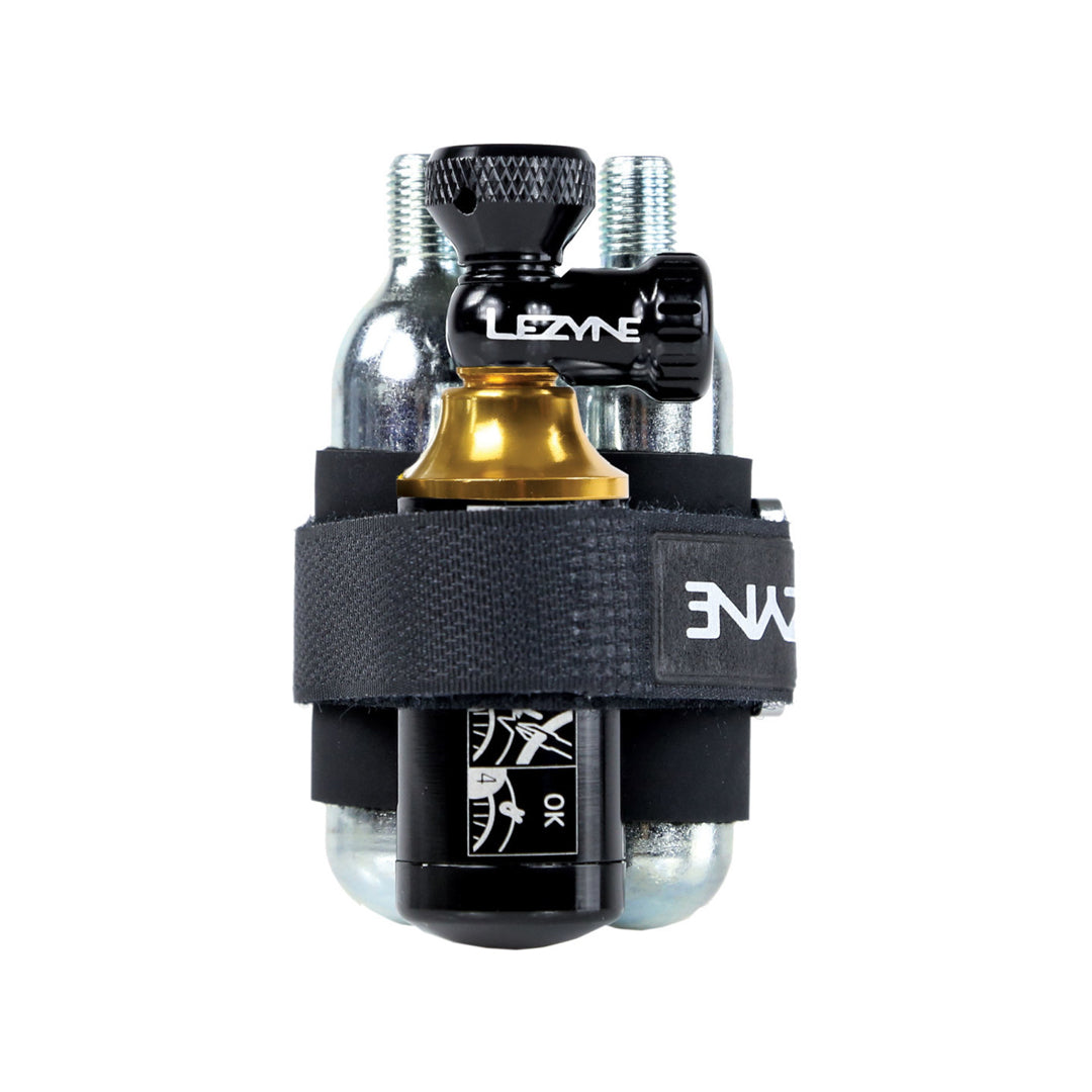 LEZYNE TUBELESS CO2 BLASTER SCHWARZ/GOLD INKL. ZWEI CO2 KARTUSCHEN