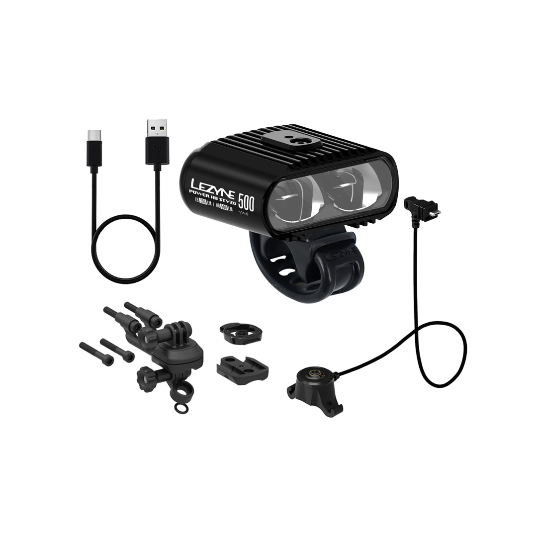LEZYNE POWER HIGH BEAM 500 LOADED STVZO SCHWARZ, X-LOCK WEISSES LICHT, Y13