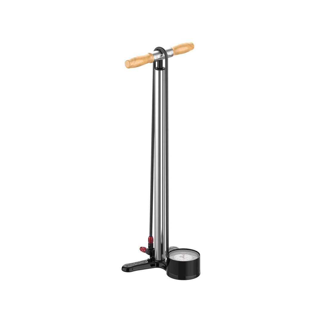 LEZYNE Alloy Floor Drive 3.5 Standluftpumpe mit Holzgriff und Präzisionsmanometer