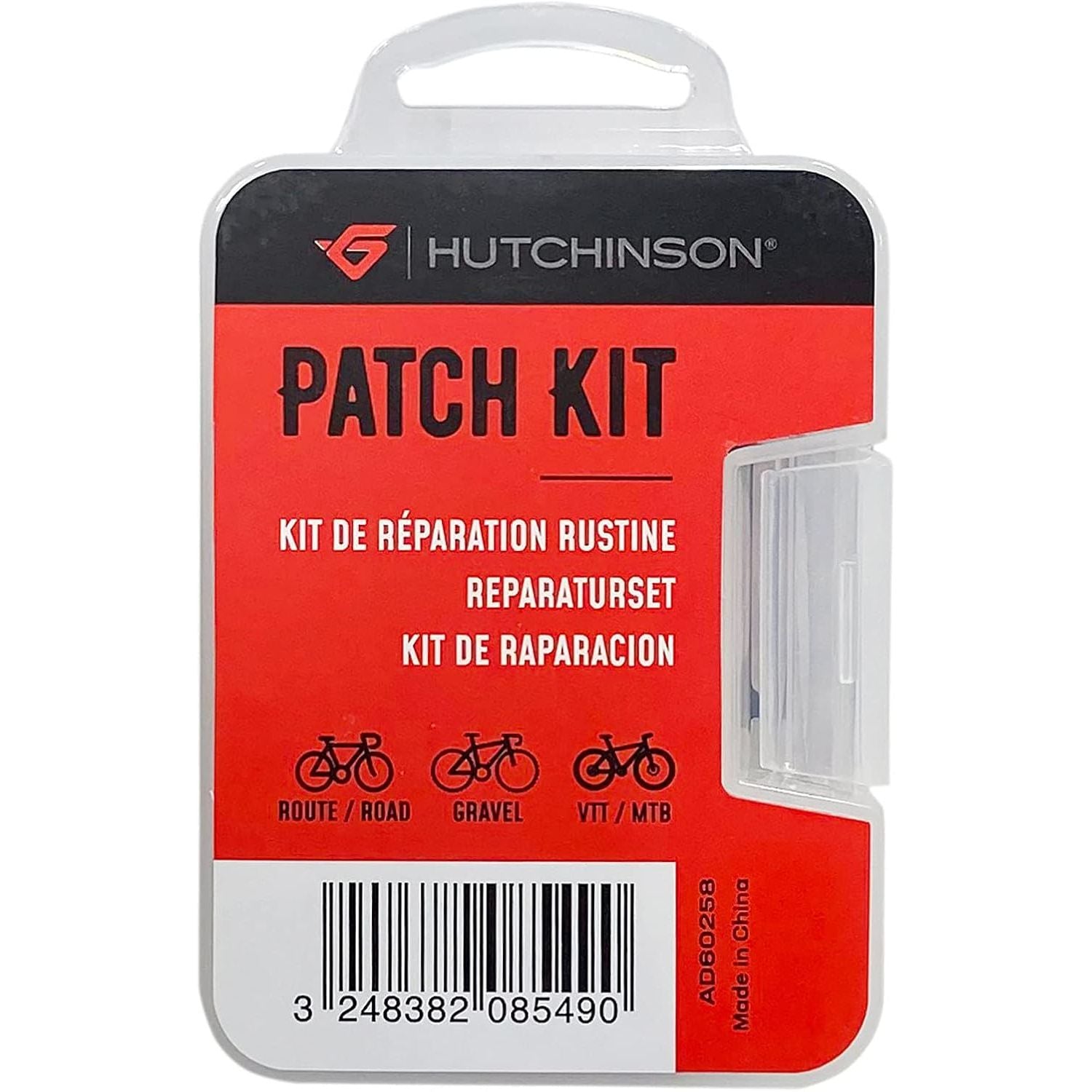 Hutchinson Schlauchreparaturset – Flickset für Tubetype-Fahrradreifen mit 8 Flicken, Schmirgelpapier & 12 ml Kleber