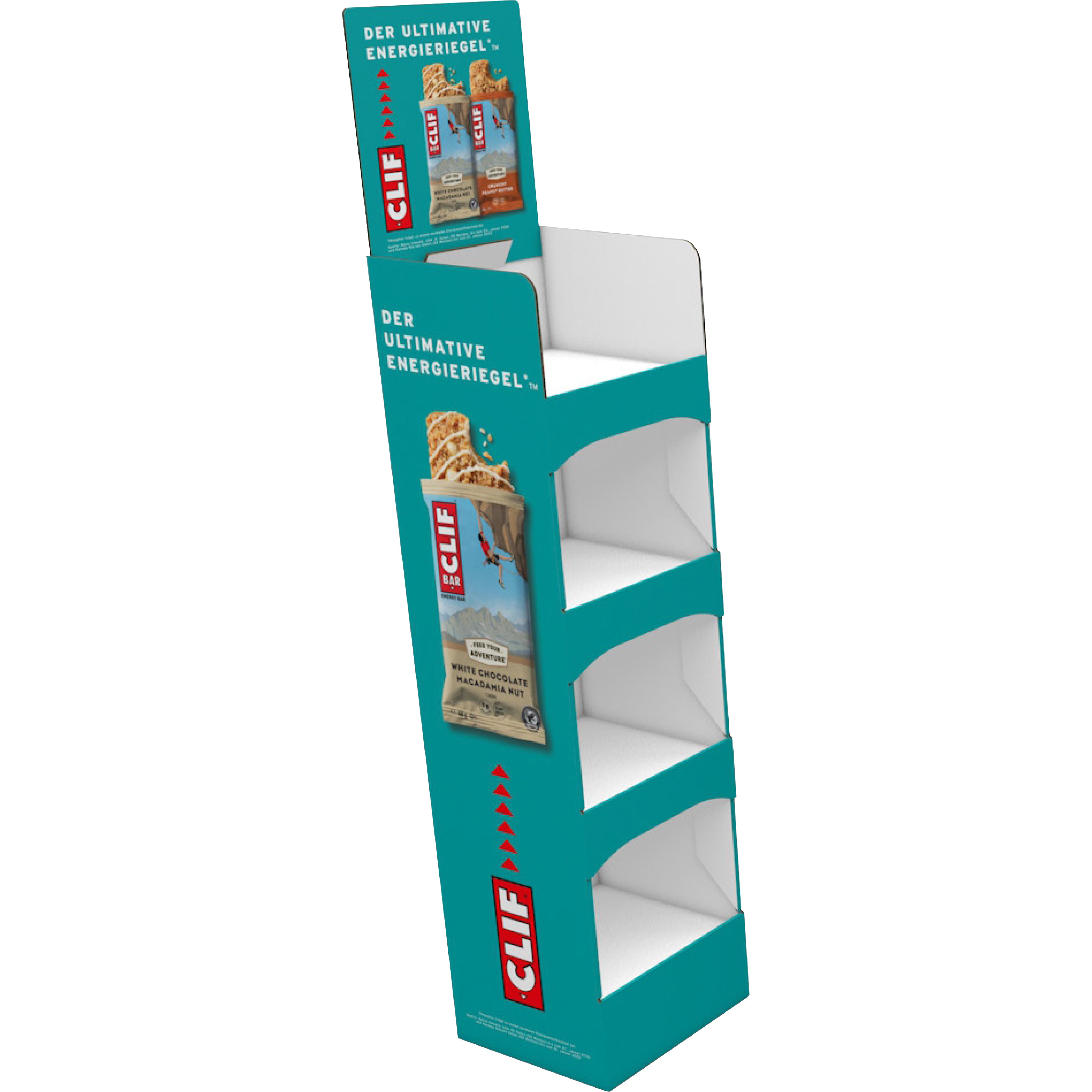 CLIF BAR BODENDISPLAY TRAY MIT 8 FÄCHERN LEER "FEATURE ADVENTURE" NEU
