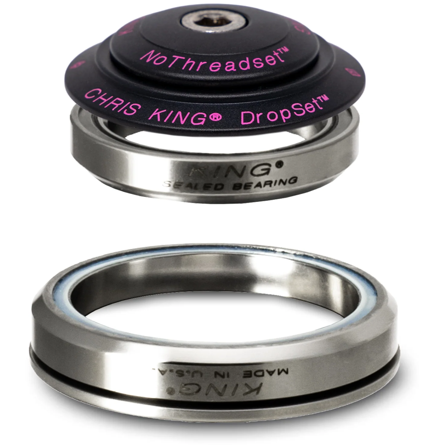 Chris King DropSet 5 Tapered Steuersatz, Edelstahl-Lager, 1 1/8"-1.5", GripLock, IS42/28.6 | IS52/40 45x45, matte black