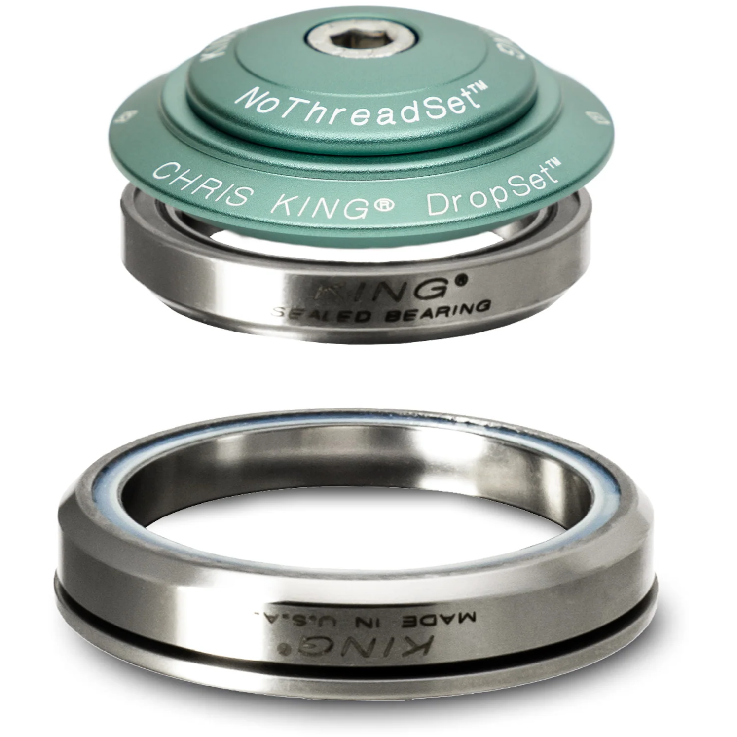 Chris King DropSet 5 Tapered Steuersatz, Edelstahl-Lager, 1 1/8"-1.5", GripLock, IS42/28.6 | IS52/40 45x45, matte jade