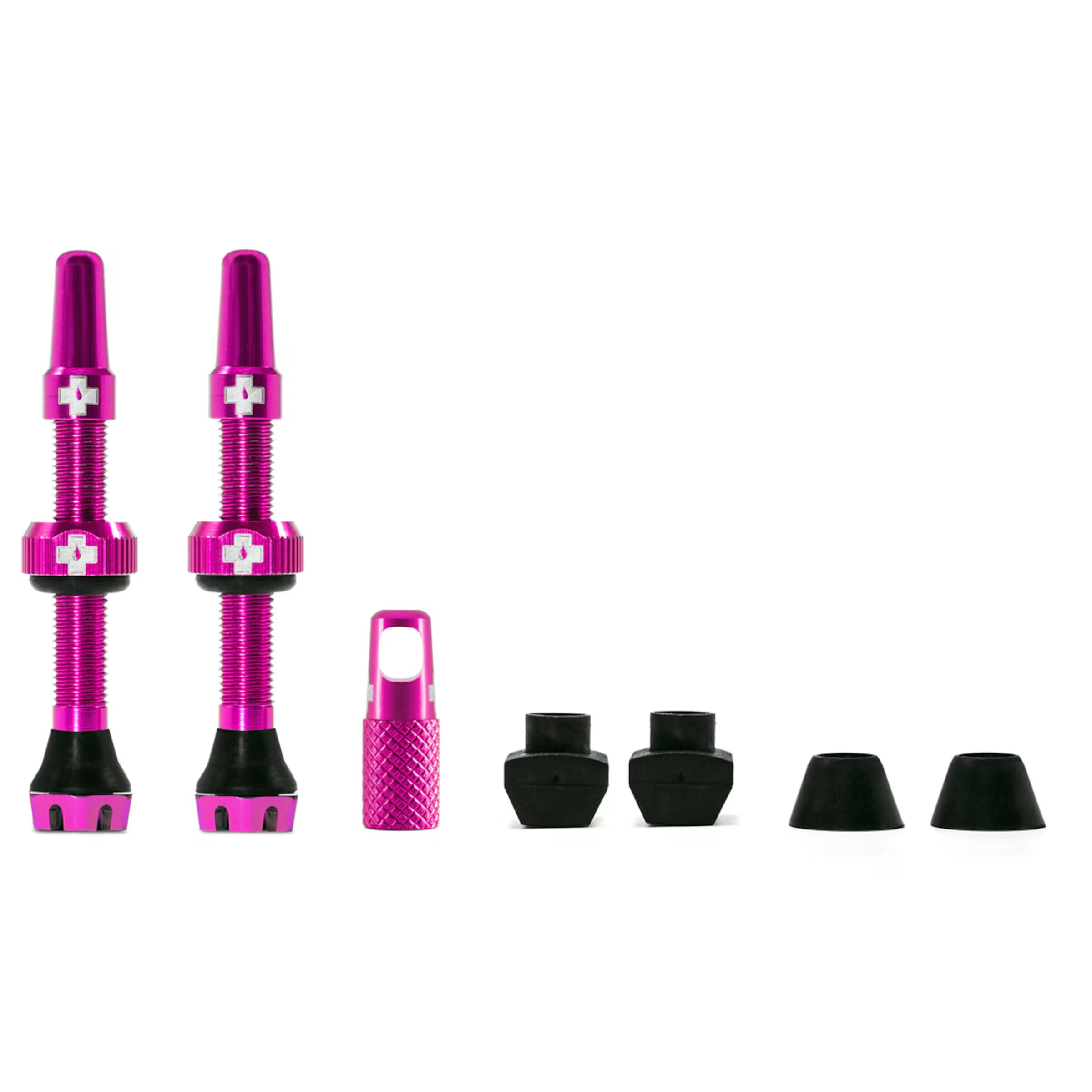 Muc-Off Tubeless Ventil Kit V2 – 44 mm, pink, Aluminium Prestaventile für Tubeless-Systeme