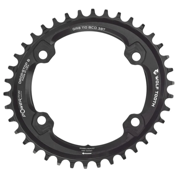 Wolf Tooth PowerTrac Elliptical Shimano Kettenblatt, 110 BCD Asymmetric, 4-Loch, 42 Z., Drop-Stop B