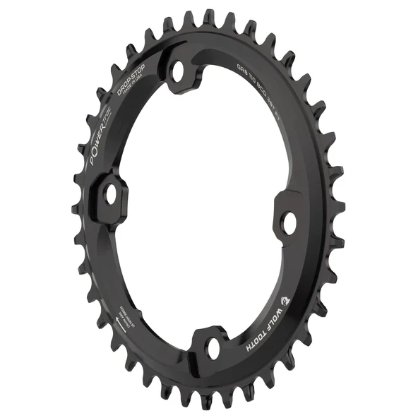 Wolf Tooth PowerTrac Elliptical Shimano Kettenblatt, 110 BCD Asymmetric, 4-Loch, 42 Z., Drop-Stop B