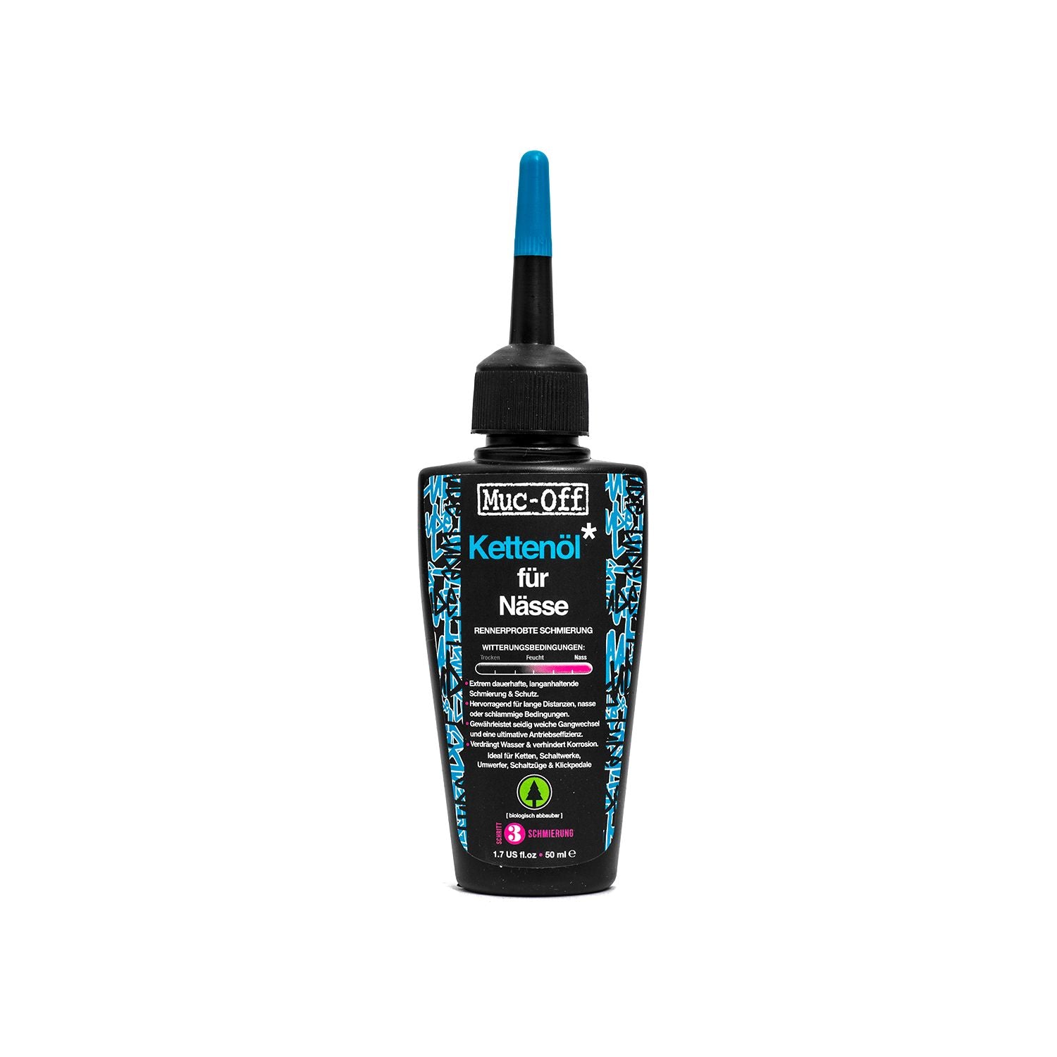 Muc-Off Wet Lube Kettenschmiermittel – 50 ml biologisch abbaubares Schmieröl für nasse Bedingungen