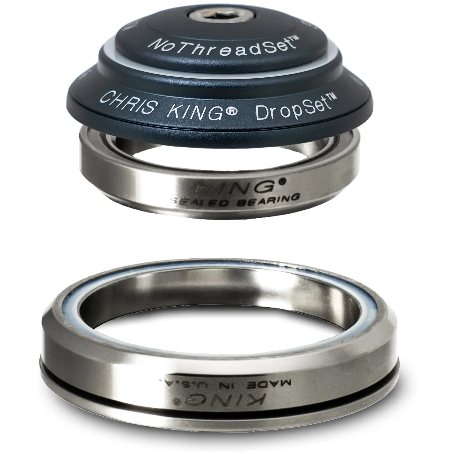 Chris King DropSet 3 Tapered Steuersatz, Edelstahl-Lager, 1 1/8"-1.5", GripLock, IS41/28.6 | IS52/40 36x45