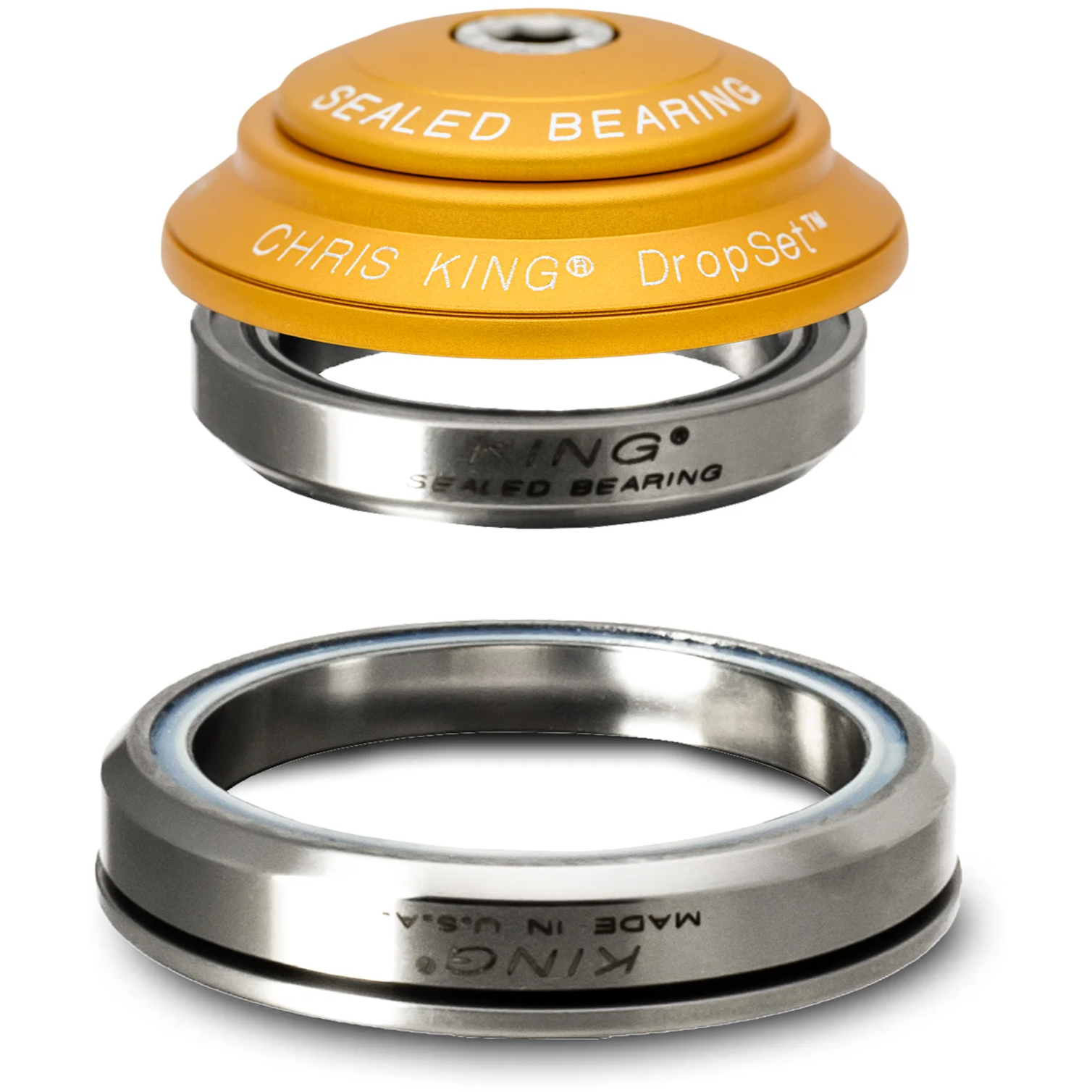 Chris King DropSet 3 Tapered Steuersatz, Edelstahl-Lager, 1 1/8"-1.5", GripLock, IS41/28.6 | IS52/40 36x45