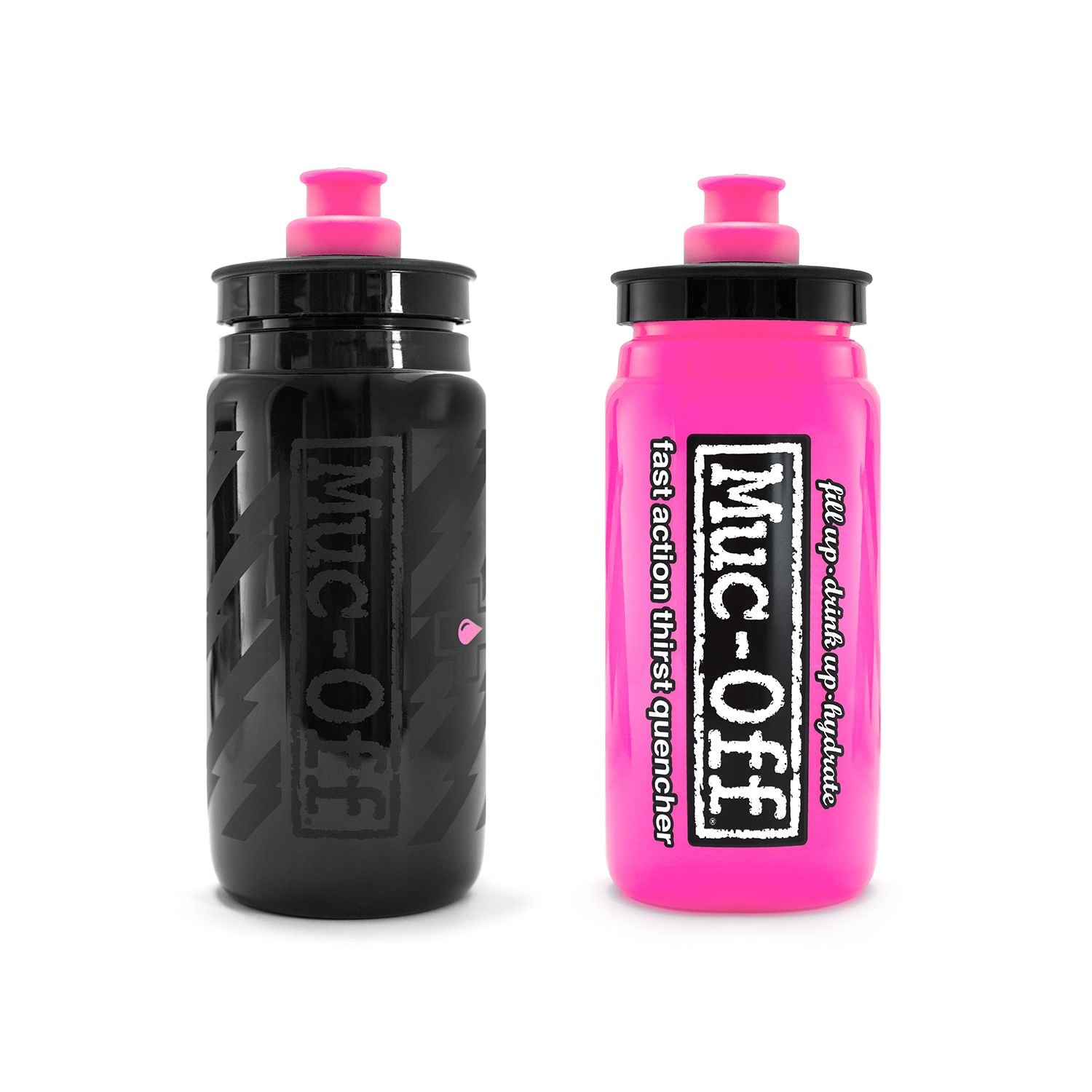 Muc-Off Trinkflasche Elite Custom Fly 550 ml – stylische Fahrradflasche in Pink