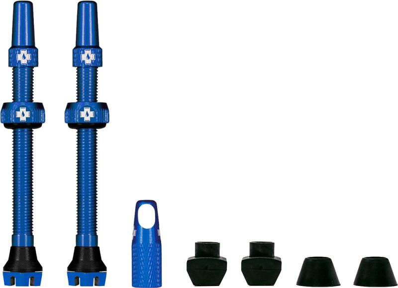 Muc-Off Tubeless Ventil Kit V2 Universal 60mm Blau – 7075 Aluminium-Ventile für MTB, Gravel & Rennrad